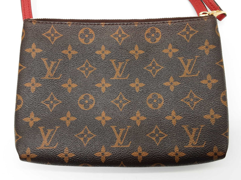 Louis Vuitton Twice Pochette Cherry Red Leather Brown Monogram Crossbody Bag Do0525sxzde