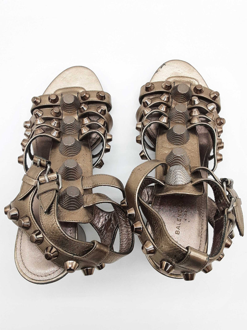 Balenciaga Arena Stud Silver Gray Gladiator Heels Size Eu 36 Do0925crde