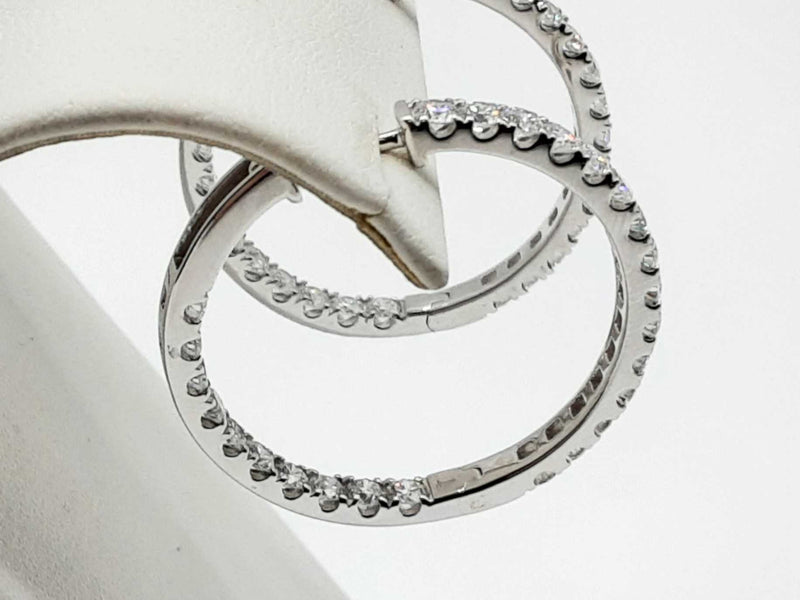 3.00 Ctw Lab Grown Diamonds 0.925 Silver 6.8g Clasp Hoop Earrings Do0225worde