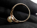 Pearl Bypass Ring In 14k Yellow Gold 3.3 Grams Size 9 Fw0925llxdu