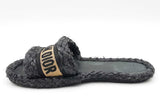 Christian Dior Raffia Embroidered Dway Mules Size 7.5 Eb0925sxdu