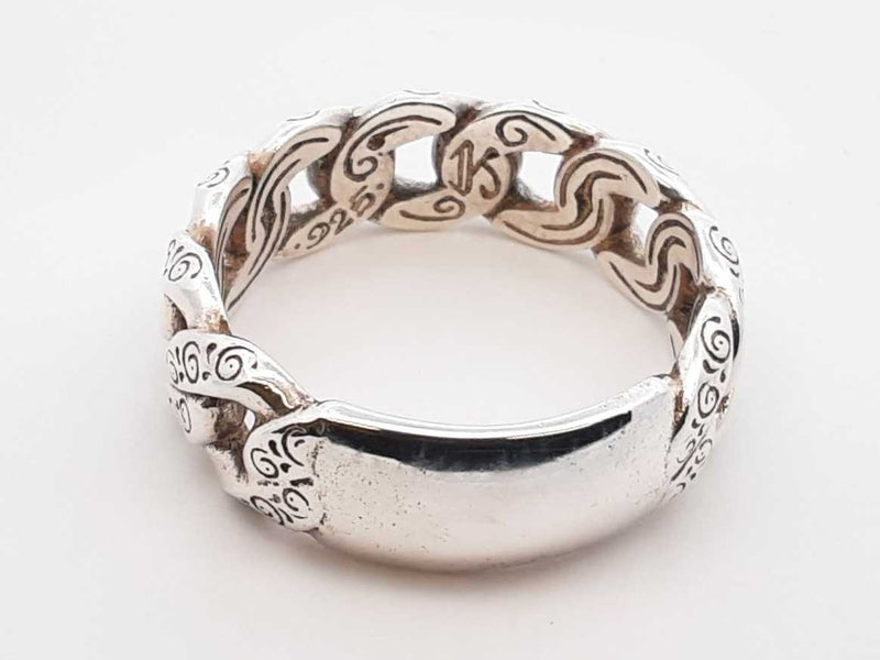 Konstantino Sterling Silver Carved Curb Link Ring 9.1 Grams Size 12 Fw0425pxdu