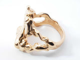 14k Yellow Gold Sculptural Horse Ring 9.8 Grams Size 8 Fw0726iordu