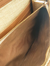 Christian Dior Cannage Raffia Caro Pouch With Chain Eb0326ixzsa