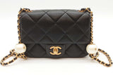 Chanel Mini Quilted Black Leather Pearl Crush Square Flap Bag Eb1225prxzde