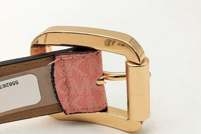 Michael Kors Pink Monogram Belt With Gold Tone Buckle Eb0225oxsa