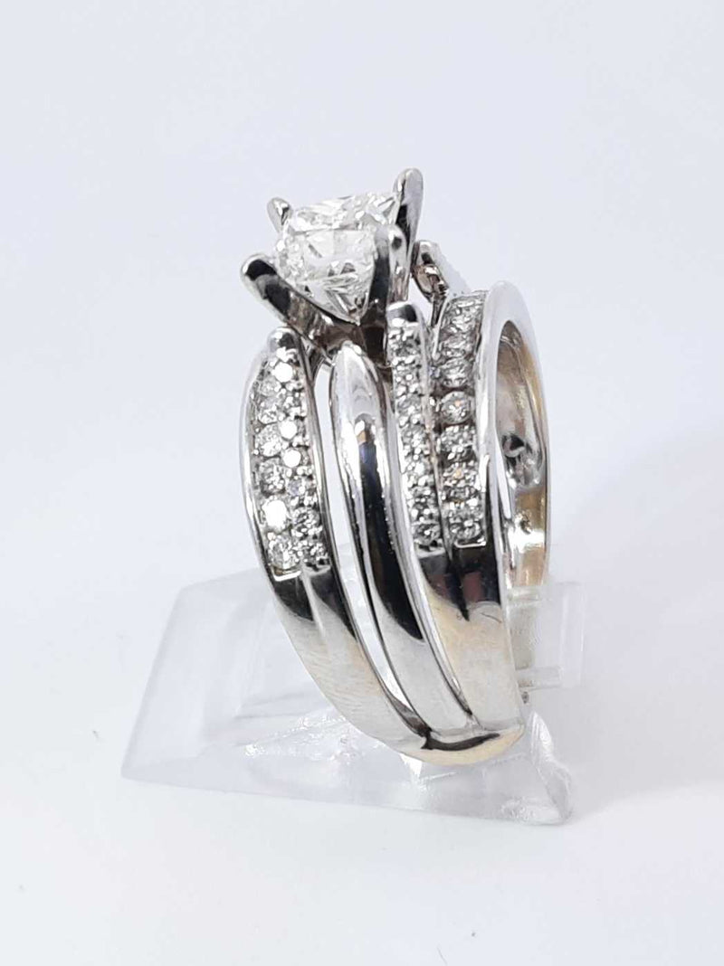 1.96 Cttw Diamond & 14k White Gold Bridal Set 8.5 Grams Size 7 Fw0724ozxzdu