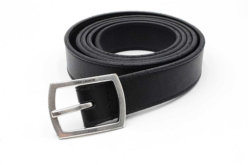 Saint Laurent Black Belt With Silver Tone Buckle Eb0724rxdu