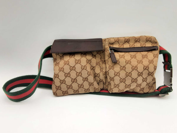 Gucci 28566 Gg Beige Canvas Nylon Web Belt Bag Do1224lxzde