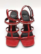 Gucci Regent Strappy Horsebit Red Leather Heels Size 37 Eb0926oorsa