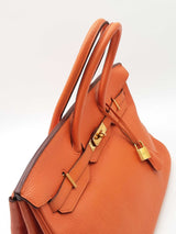 Hermes Birkin 35 Orange Leather Gold Hardware Eb0126rrxzdu