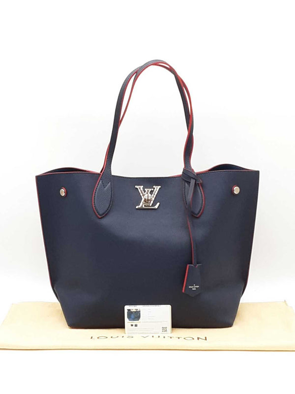 Louis Vuitton Lockme Go Tote In Marine Blue Leather Fw0525rzxdu