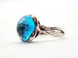 David Yurman Sterling Silver Blue Glass Continuance Ring Size 7.75 Lh0124orxde