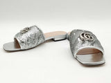 Gucci Marmont Slides W Silver Sequins Dbl G Silver Size 37.5 Aa0726lorsa