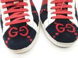 Gucci Ace Navy Blue Terry Cloth & Red Gg Sneakers Size 13f Eb1225oxzde