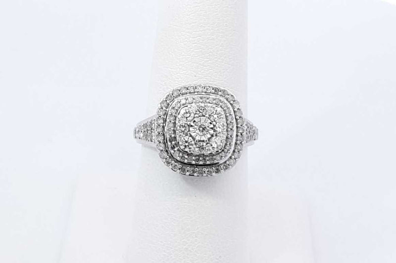 1.48ctw Diamond Ring In 10k White Gold 4.4 Grams Size 7 Eb1025oprdu