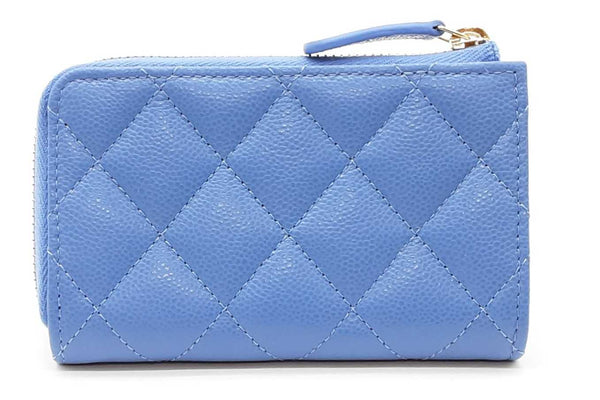 Chanel Blue Quilted Caviar Zip Coin Wallet Eb1125wcrde