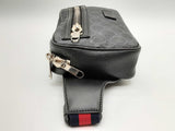 Gucci 474293 Black Gg Supreme Coated Canvas Zip Pocket Belt Bag Do1124rxzde