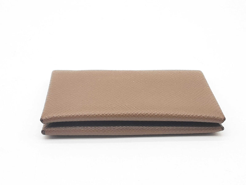 Hermes Calvi Duo Etoupe Brown Epsom Compact Card Holder Wallet Do0524wxzde