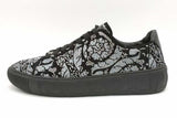 Versace Greca Silver Glitter Studded Black Suede Sneakers Size 44.5 Eb0926lorsa