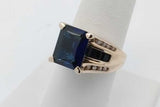 Blue Gemstone & Diamond 10k Yellow Gold Ring 6.5 Grams Size 7 Eb0926wrxsa