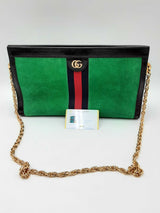 Gucci Web Green Suede Ophidia Chain Shoulder Bag Eb0724prxdu