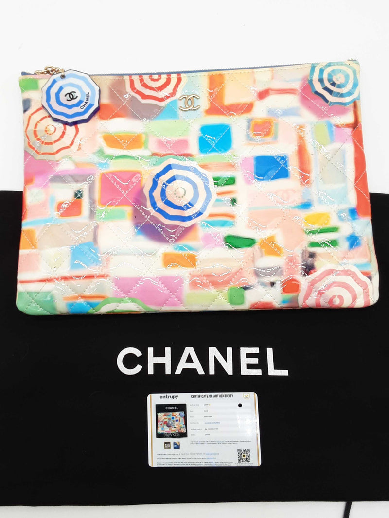 Chanel Charm O Case Veau Verni Multicolor Umbrella Pouch Do0625exzde