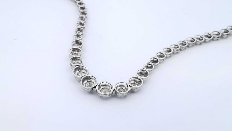 3.01 Cttw Diamond & 18k White Gold Tennis Necklace 9.3 Grams 16 Inch Fw0325pwrdu