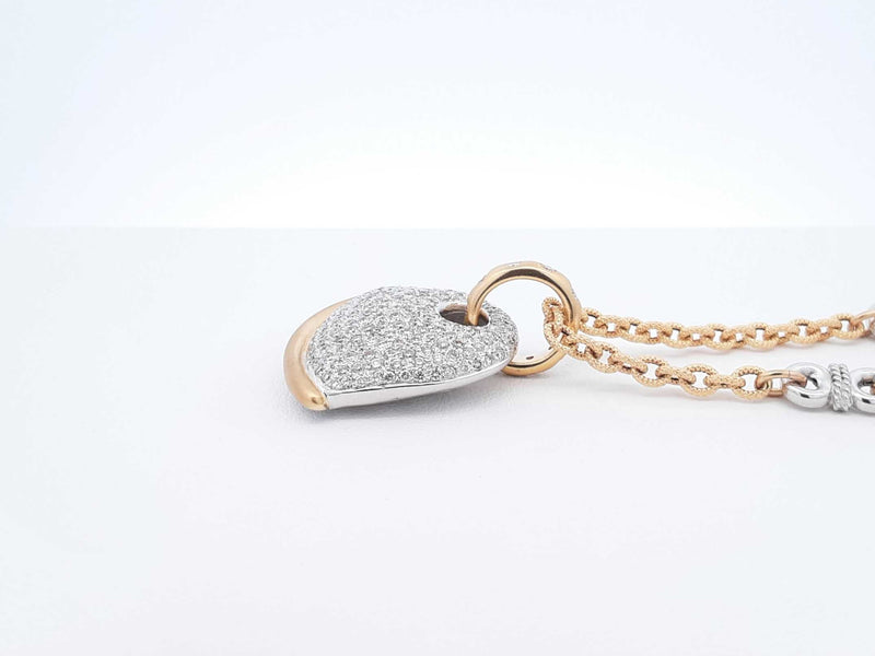 0.99 Cttw Diamond & Two-tone Gold Heart Pendant Necklace 22.6 Grams 20 Inch Fw0525rxzdu