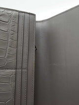 Yves Saint Laurent Grey Crocodile Embossed Leather Flap Wallet Eb0526lpxsa
