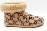 Gucci Gg Monogram Fria Horsebit Wool & Shearling Ankle Boots Size 40 Eb1225lordu