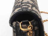 Christian Dior Oblique Jacquard Saddle Pouch With Chain Eb0226rxzsa
