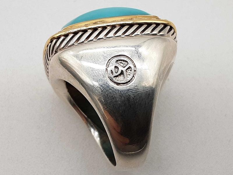 David Yurman Albion 0.925 Silver 23.5g Blue Stone Ring Size 7 Do1124irxde