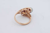 Pearl & Diamond Ring In 14k Yellow Gold 4.7 Grams Size 6.5 Eb0826wrxsa