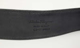 Salvatore Ferragamo Navy Blue Suede Belt With Silver Tone Buckle Eb0624rxdu