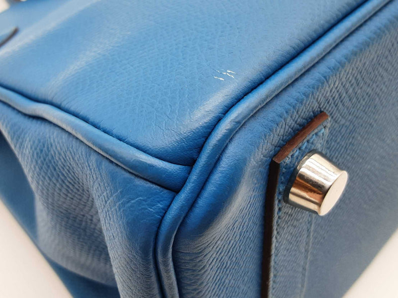 Hermes Birkin 25 Mykonos Blue Epsom Palladium Handbag Do0925lsxzxde