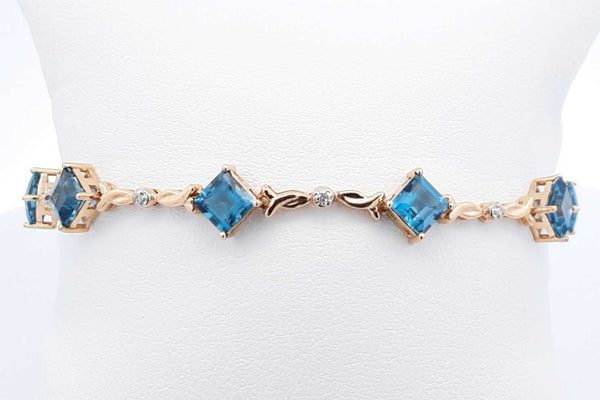 Blue Topaz Bracelet In 10k Yellow Gold 5.8 Grams 6.75 Inch Eb1124lxzdu