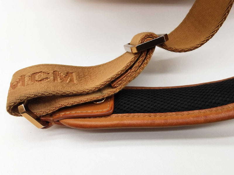 Mcm Stark Cognac Tan Visetos Coated Canvas Side Studded Backpack Do0825lexde