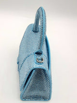 Balenciaga Hourgass Embellished Crystal Blue Suede Top Handle Bag Eb1224lxxzsa