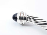 David Yurman Cable Classic 7mm Cuff Bracelet In Onyx, Diamonds, & Sterling Silver 42.6 Grams 7 Inch Fw0726orzdu