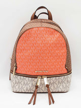 Michael Kors Rhea Small Zip Backpack In Signature Logo Coated Canvas Fw0326czsa