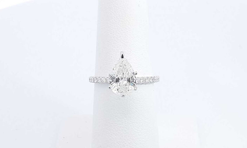 14k White Gold Pear Shaped Diamond Ring Size 6, 2.4 Grams Eb0524owxzdu