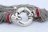 Tiffany & Co. Sterling Silver Red Enamel Multistrand Chain Bracelet Eb0926wxzde