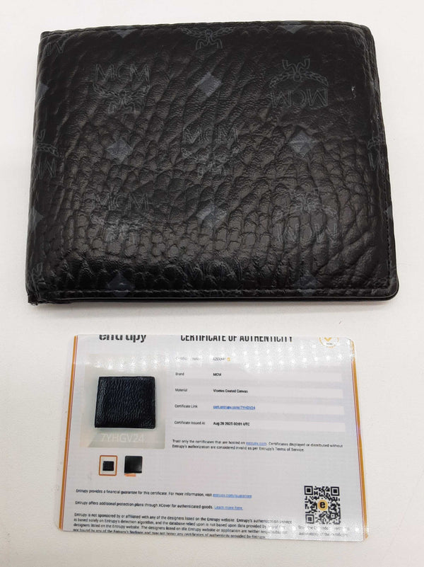 Mcm Black Visetos Coated Canvas Bifold Wallet Do0925oxde
