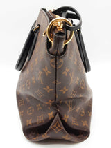 Louis Vuitton Flower Brown Monogram Black Leather Zipped Tote Do0626lixzde