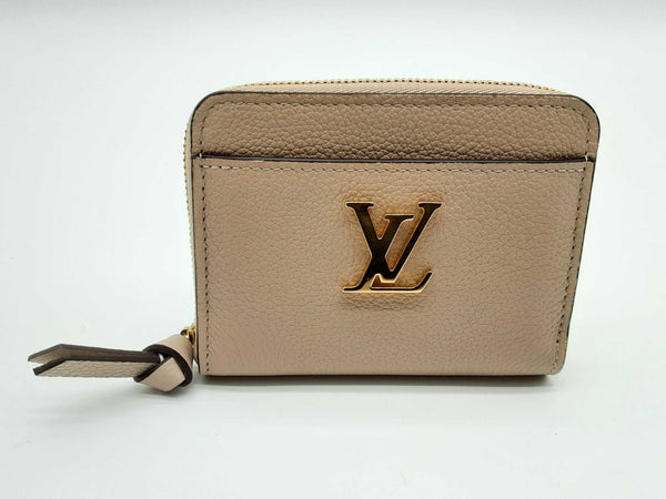 Louis Vuitton Lock Me Tan Calfskin Leather Zipper Coin Wallet Do0224oxzde