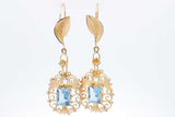 18k Yellow Gold Filigree Dangle Earrings With Blue Gemstones 8.9g Eb0526rirsa