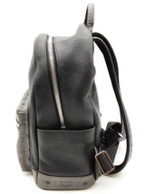 Mcm Stark Black Leather Gray Visetos Coated Canvas Backpack Do0626orxde