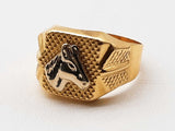 18k Two-tone Yellow White Gold 5.4g Horse Ring Size 8 Do0824loxde