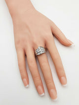 1.13 Cttw Diamond & 14k White Gold Multi-row Cocktail Ring 7.9 Grams Size 7 Fw0726rrxdu